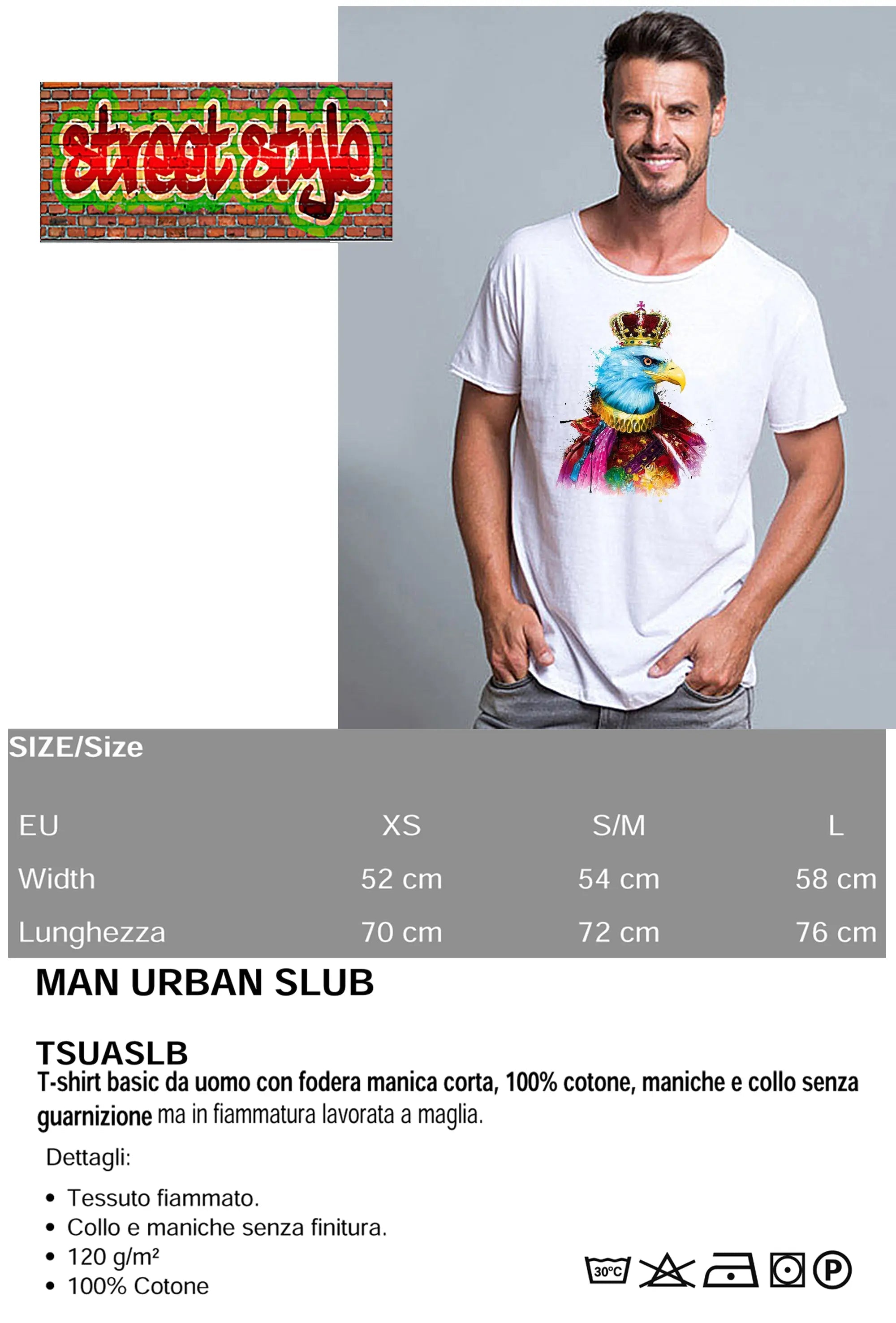 L'aigle Royal Color Stilizzato 18-20-70 T-shirt Urban Slub Men Uomo 100% Cotone Fiammato JK