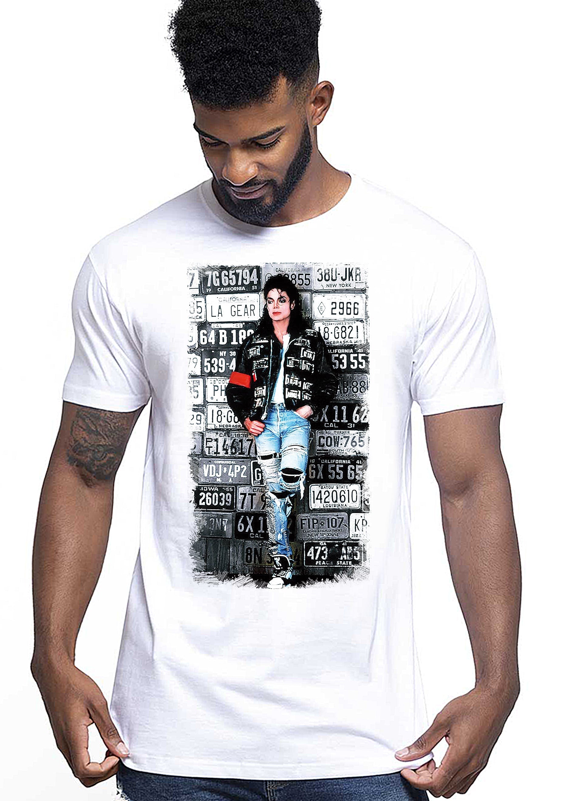The Legend Michael Jackson Cantante Soggetto 18-20-49-2 T-shirt Urban Men Uomo 100% Cotone Pettinato JK